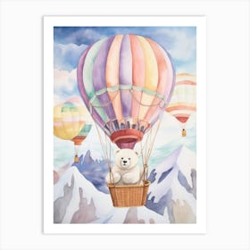 Baby Polar Bear 1 In A Hot Air Balloon Art Print