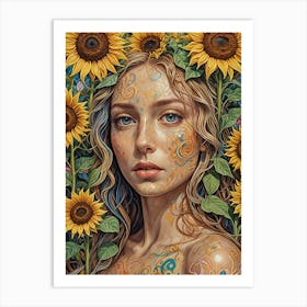 Sunflower Girl no2 Art Print