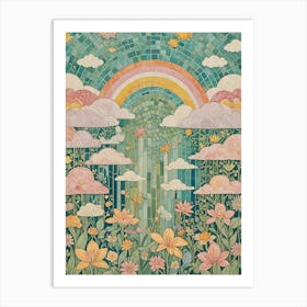 Rainbow Rain Mosaic Art Print