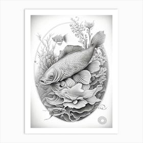 Soragoi Koi Fish Haeckel Style Illustastration Art Print