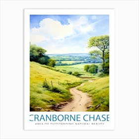 Cranborne Chase Aonb Print English Countryside Art Rural Landscape Poster Dorset Wiltshire Scenery Wall Decor Uk Nature Reserve Illustration 1 Art Print