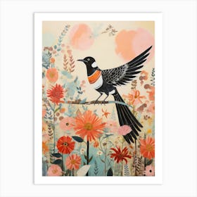 Magpie 4 Detailed Bird Painting Art Print