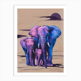 Elephants In The Wild 2 Art Print