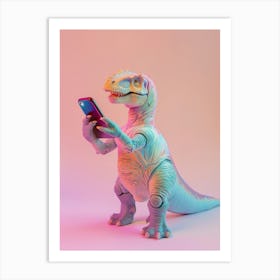 Pastel Toy Dinosaur On A Smart Phone 2 Art Print