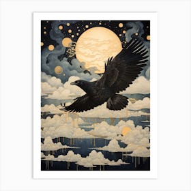 Raven 3 Gold Detail Painting Art Print