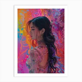 Girl In A Colorful Dress Art Print