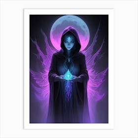 Beautiful Witch with a Magic Wand 1 Art Print