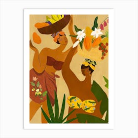 Two Women With Baskets Of Fruit Art Print