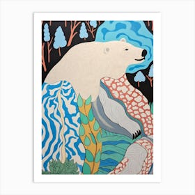 Maximalist Animal Painting Polar Bear 5 Art Print
