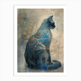 Cat In Blue Art Print