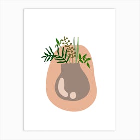 Green Leaves pot Art Print