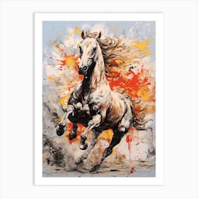 A Horse Painting In The Style Of Spattering 1 Art Print