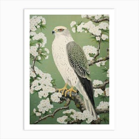 Ohara Koson Inspired Bird Painting Falcon 6 Art Print