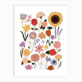 Flower Chart In White Art Print