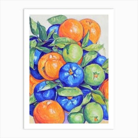 Tangerine Vintage Sketch Fruit Art Print