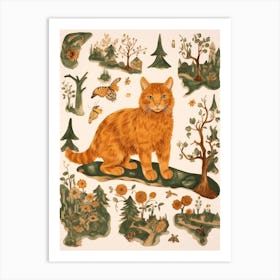 Tabby Ginger Cat With Medieval Gardens Art Print
