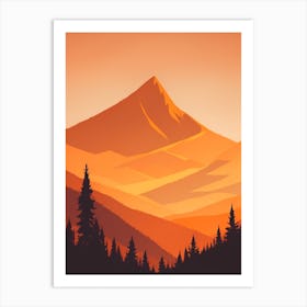 Misty Mountains Vertical Composition In Orange Tone 250 Art Print