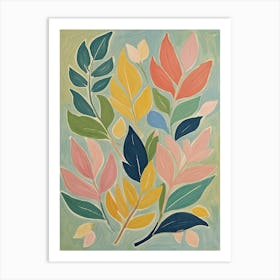 Whimsical Pastel Leaves no2 Art Print