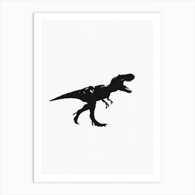 Black T Rex Dinosaur Silhouette 2 Art Print