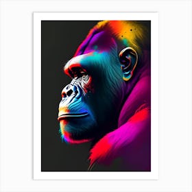 Side Profile Portrait Of A Gorilla Gorillas Tattoo 2 Art Print