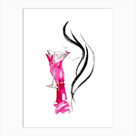 Lady Drinking Profile V2 Art Print