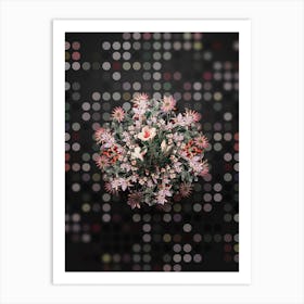 Vintage Variegated Chinese Azalea Floral Wreath on Dot Bokeh Pattern n.0387 Art Print