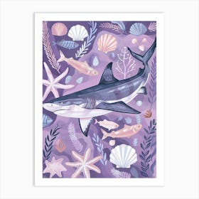 Purple Pelagic Thresher Shark Illustration Art Print