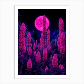 Pink Flowers In The Forest Art Print