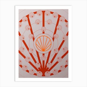 Geometric Abstract Glyph Circle Array in Tomato Red n.0144 Art Print