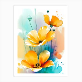 California Poppy Watercolor Painting Art Print