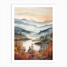 Autumn Forest Landscape The Trossachs Scotland 3 Art Print