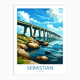 Sebastian Florida Print Coastal Town Art Indian River Lagoon Poster Florida Landscape Wall Decor Sebastian Inlet Illustration Sunshine 1 Art Print