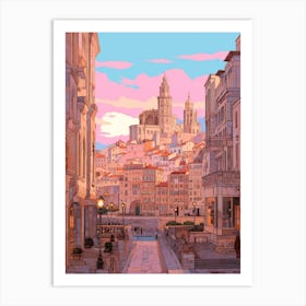 Marseille France 1 Vintage Pink Travel Illustration Art Print