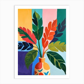 Tropical Leaves In A Vase Art Print