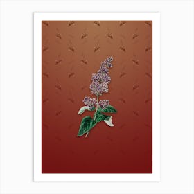 Vintage Lady Josika's Lilac Flower Botanical on Falu Red Pattern Art Print