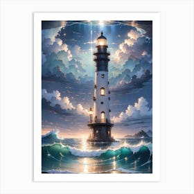 A Lighthouse In The Middle Of The Ocean 15 Art Print