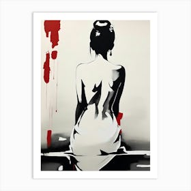 Traditional Japanese Art Style Nude Geisha Girl Art Print