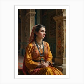 Portrait Of A Young Woman In Traditional Dress Art Print