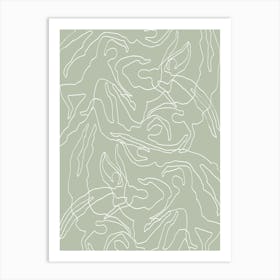 Line art Face Sage Green_2456190 Art Print