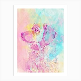Pastel Tibetan Mastiff Dog Pastel Line Illustration  2 Art Print