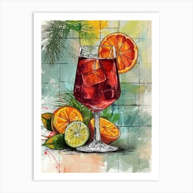 Tiled Sangria Drink 1 Art Print