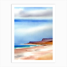 Playa De Famara, Lanzarote, Spain Watercolour Art Print