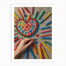 Heart With Colored Pencils 8 Art Print