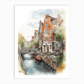 Canal Belt Amsterdam Neighborhood Watercolour 1 Art Print