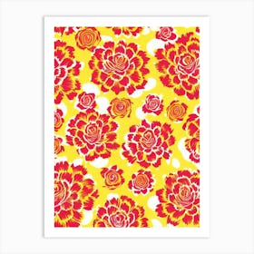 Rose Floral Print Retro Pattern 1 Flower Art Print