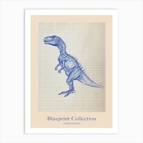 Ouranosaurus Dinosaur Blue Print Style Poster Art Print