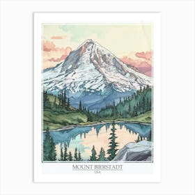 Mount Bierstadt Usa Color Line Drawing 5 Poster Art Print