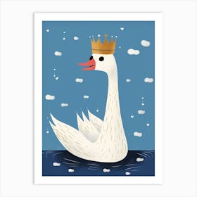 Little Swan 1 Wearing A Crown Art Print