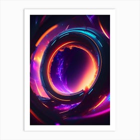 Wormhole Neon Nights Space Art Print