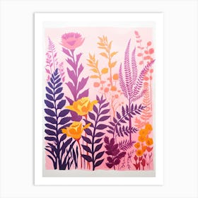 Colourful Botanical Risograph Style 12 Art Print